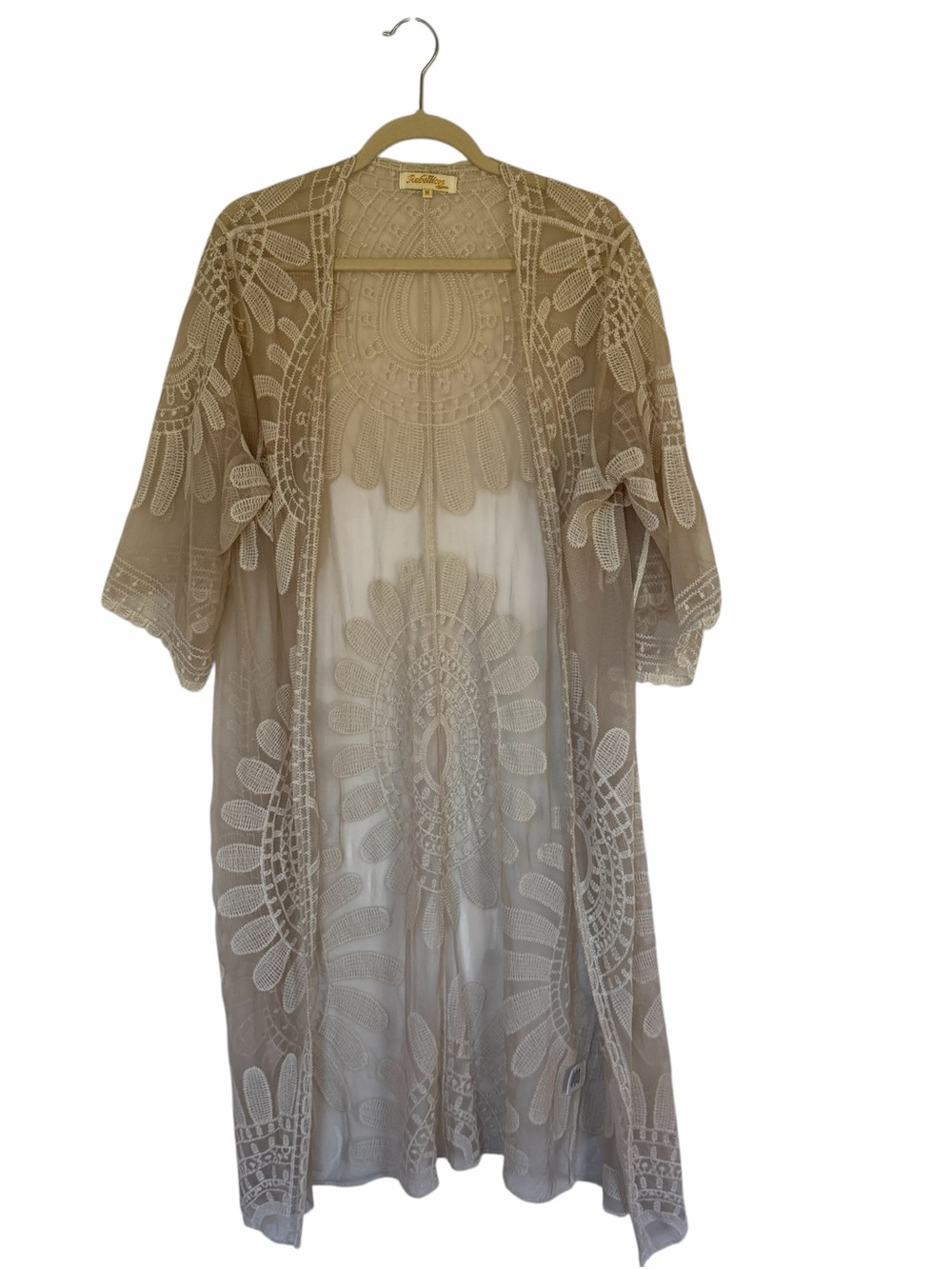 Rebellion Lace Boho Cottagecore Romantic Coachella Festival Duster Cover-up Sz M
